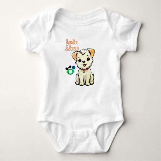 Puppy Liefde Liam Baby Bodysuit. Romper (Voorkant)