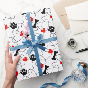 Puppy liefde patroon inpakpapier