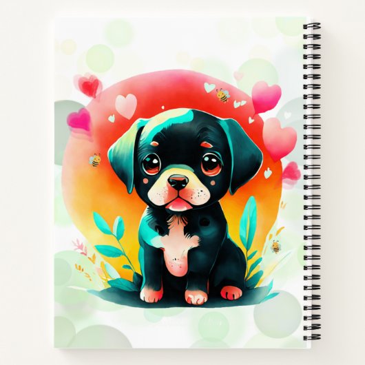Puppy liefde persoonlijke naam/titel Spiral Sketch Notitieboek (Achterkant)