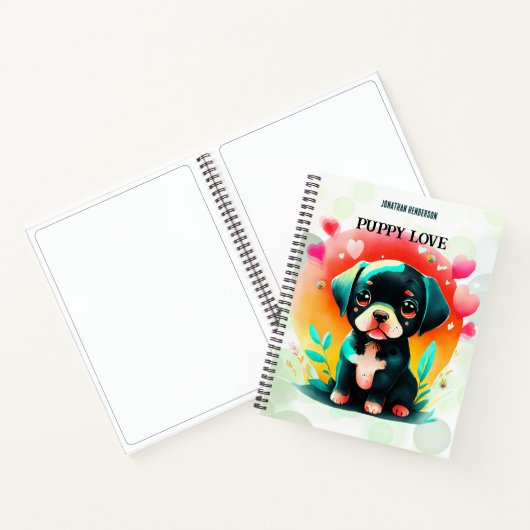 Puppy liefde persoonlijke naam/titel Spiral Sketch Notitieboek (Binnen)