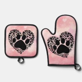 Puppy Liefde Poot Print Ovenwant & Pannenlap Set