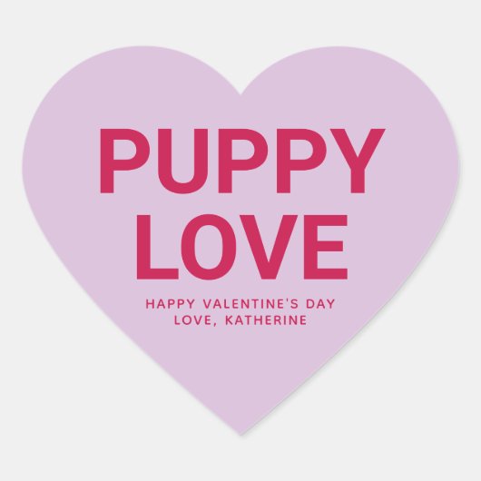 Puppy liefde schattig leuk Valentijnsdag gesprek Hart Sticker (Voorkant)