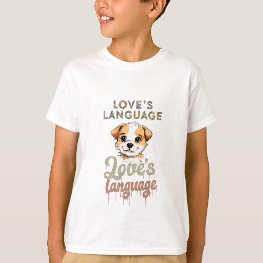 Puppy Liefde: Schattigee Cartoon Canine ontwerp T-shirt (Voorkant)