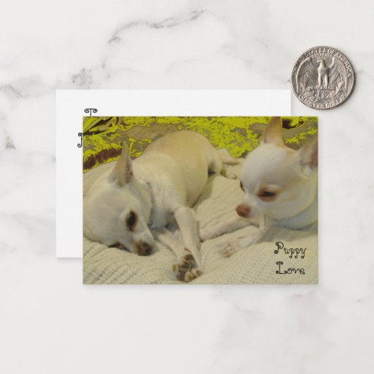 Puppy Liefde Valentijn Note Kaarten Notitiekaartje (Voorkant / Achterkant in situ)