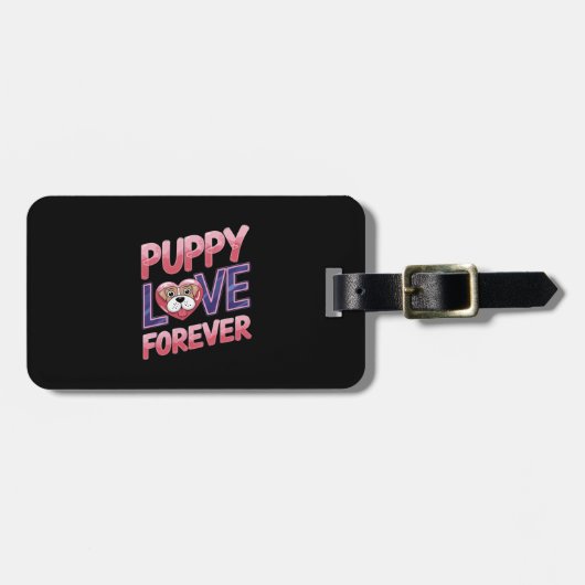 Puppy liefde voor altijd hond bagagelabel (Voorkant horizontaal)