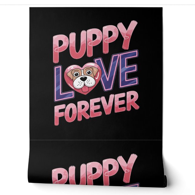 Puppy liefde voor altijd hond behang (Afrollen)