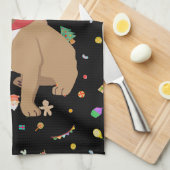 Puppy liefde voor de Feestdagen: Schattigee keuken Theedoek (Quarter Fold)