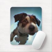 Puppy loopt in de ruimte muismat (Met muis)