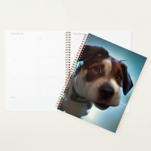 Puppy loopt in de ruimte planner (Display)