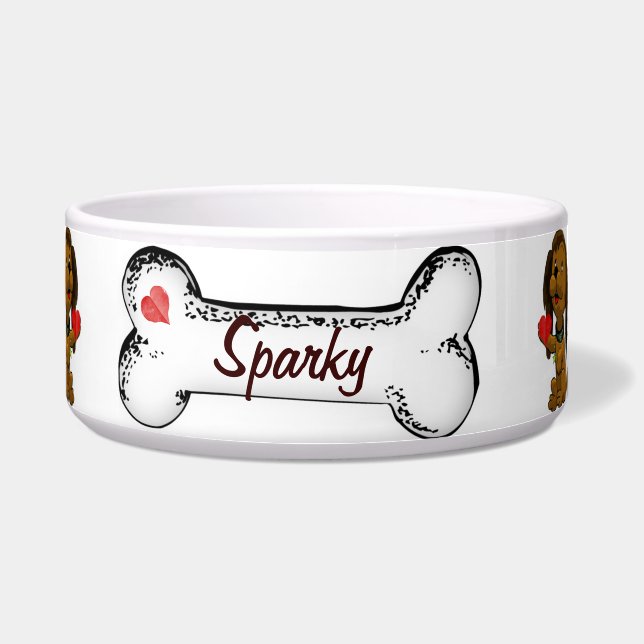 Puppy Love AANGEPASTE NAAM Voerbakje (Voorkant)