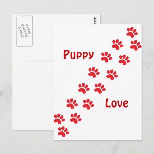 Puppy Love Briefkaart (Voorkant / Achterkant)