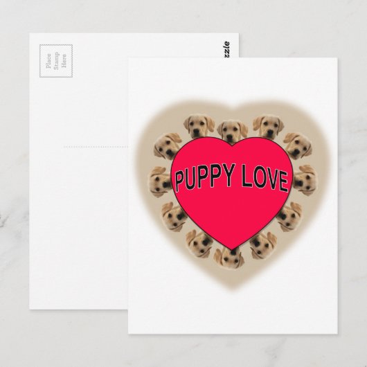 Puppy Love Briefkaart (Voorkant / Achterkant)