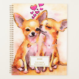 Puppy Love Chihuahua Hearts Waterverf Planner