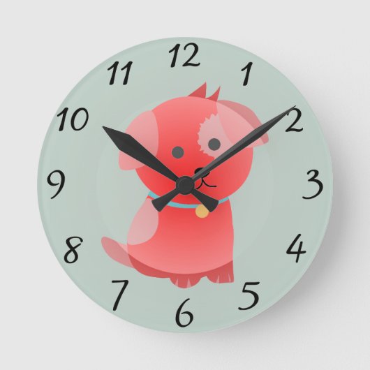 Puppy Love Clock Ronde Klok (Voorkant)