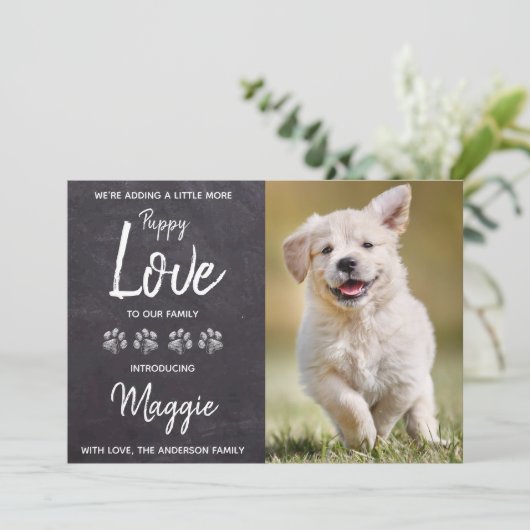 Puppy Love Dog New Pet Aankondiging (Staand voorkant)
