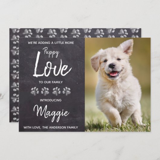 Puppy Love Dog New Pet Aankondiging (Voorkant / Achterkant)