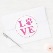 Puppy Love Dog Paw Valentijnsdag Ronde Sticker (Envelop)
