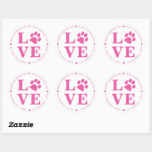 Puppy Love Dog Paw Valentijnsdag Ronde Sticker (Vel)