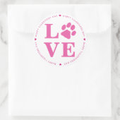 Puppy Love Dog Paw Valentijnsdag Ronde Sticker (Tas)