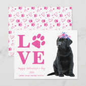 Puppy Love Dog Roze Kinder Valentijnsdag Feestdagenkaart (Voorkant / Achterkant)
