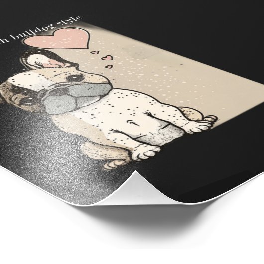 Puppy love - Franse bulldog stijl Foto Afdruk (Hoek)