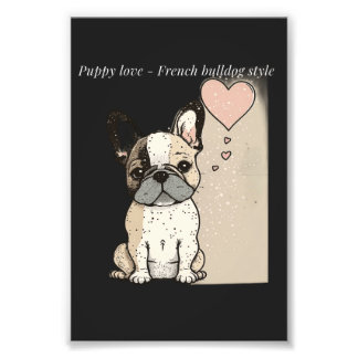 Puppy love - Franse bulldog stijl Foto Afdruk