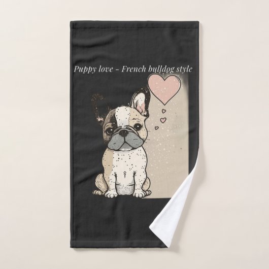 Puppy love - Franse bulldog stijl Handdoek (Handdoek)