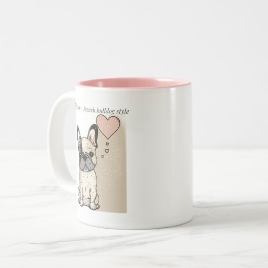 Puppy love - Franse bulldog stijl Tweekleurige Koffiemok (Voorkant links)