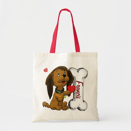 Puppy Love GEPERSONALISEERD Tote Bag (Voorkant)