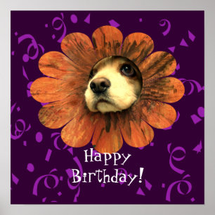 Puppy Love Happy Birthday Poster