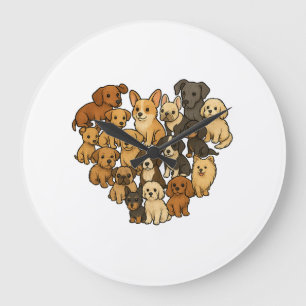 Puppy Love - Hart gemaakt van honden Grote Klok