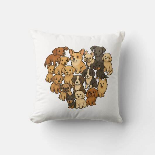 Puppy Love - Hart gemaakt van honden Kussen (Voorkant)