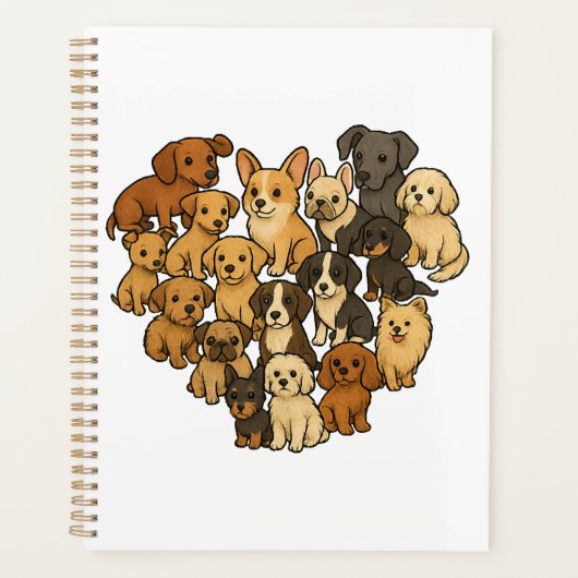 Puppy Love - Hart gemaakt van honden Planner (Voorkant)