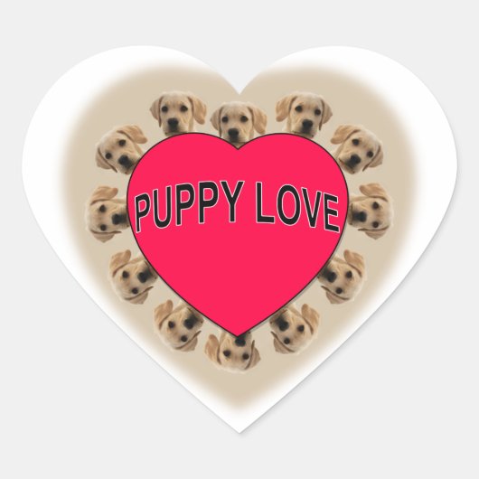 Puppy Love Hart Sticker (Voorkant)
