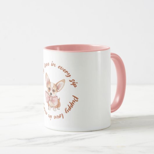 Puppy Love in Every Sip | Cute Dog Lover Mug Mok (Voorkant rechts)