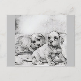 puppy love in gray briefkaart