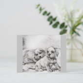 puppy love in gray briefkaart (Staand voorkant)
