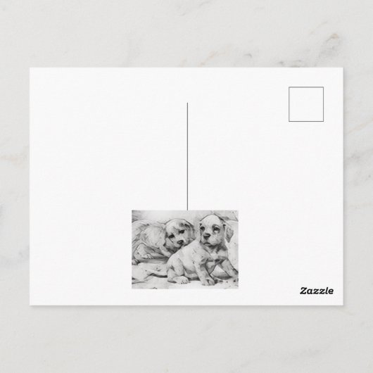 puppy love in gray briefkaart (Achterkant)