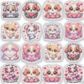 Puppy Love: Kawaii Valentijn's Day Stickers (Voorkant)