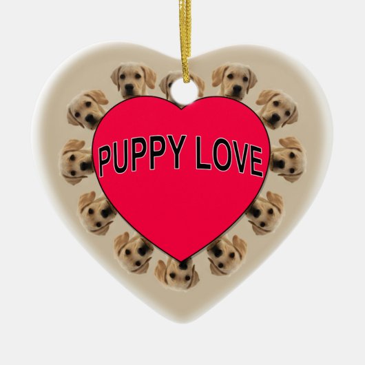 Puppy Love Keramisch Ornament (Voorkant)