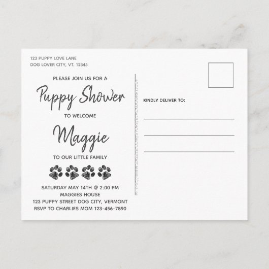 Puppy Love New Pet Dog Puppy Shower Invitation Aankondigingskaart (Achterkant)