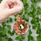 Puppy Love Peking Out of a Flower Sleutelhanger (Hand)