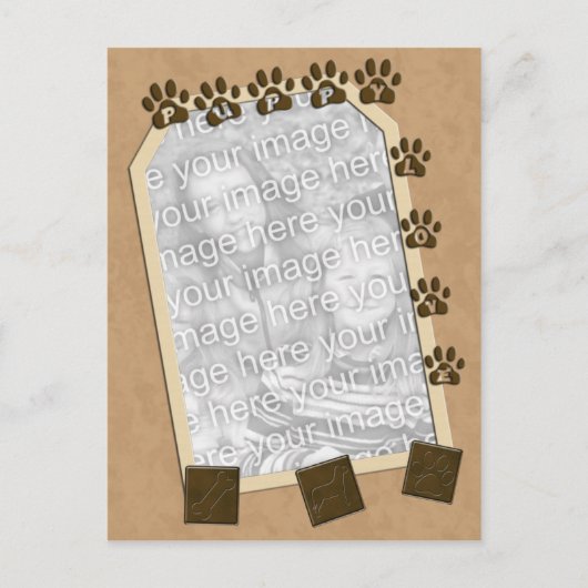 Puppy Love Photo Lijst Sjabloon Briefkaart (Voorkant)