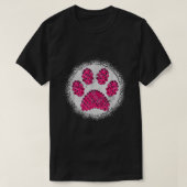 Puppy Love Pink Ribbon Dog Paw Print Breast Cancer T-shirt (Design voorkant)