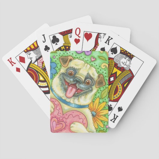 Puppy Love PUG DOG PLAYING CARDS Poker Speelkaarten (Achterkant)