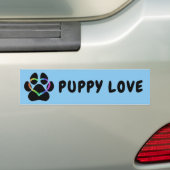 Puppy Love Rainbow Heart Bumpersticker (Op auto)