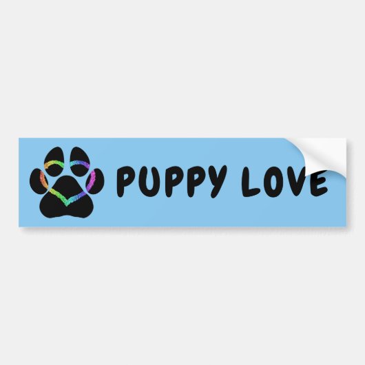 Puppy Love Rainbow Heart Bumpersticker (Voorkant)