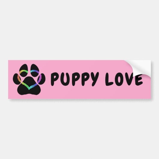 Puppy Love Rainbow Heart Bumpersticker (Voorkant)