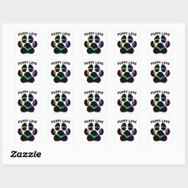 Puppy Love Rainbow Heart Vierkante Sticker