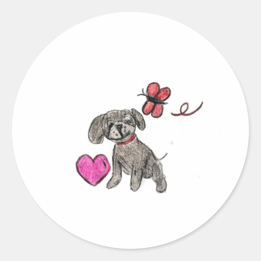 Puppy Love Ronde Sticker (Voorkant)
